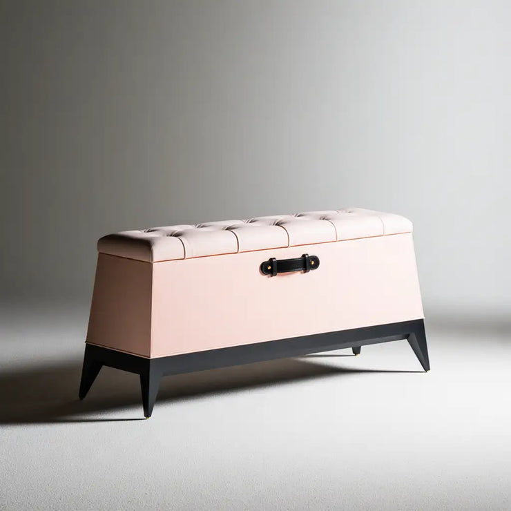 Panca contenitore compatta rosa Rainsoakedredwood, arredo seduta versatile per la casa, con spazio di stoccaggio integrato.