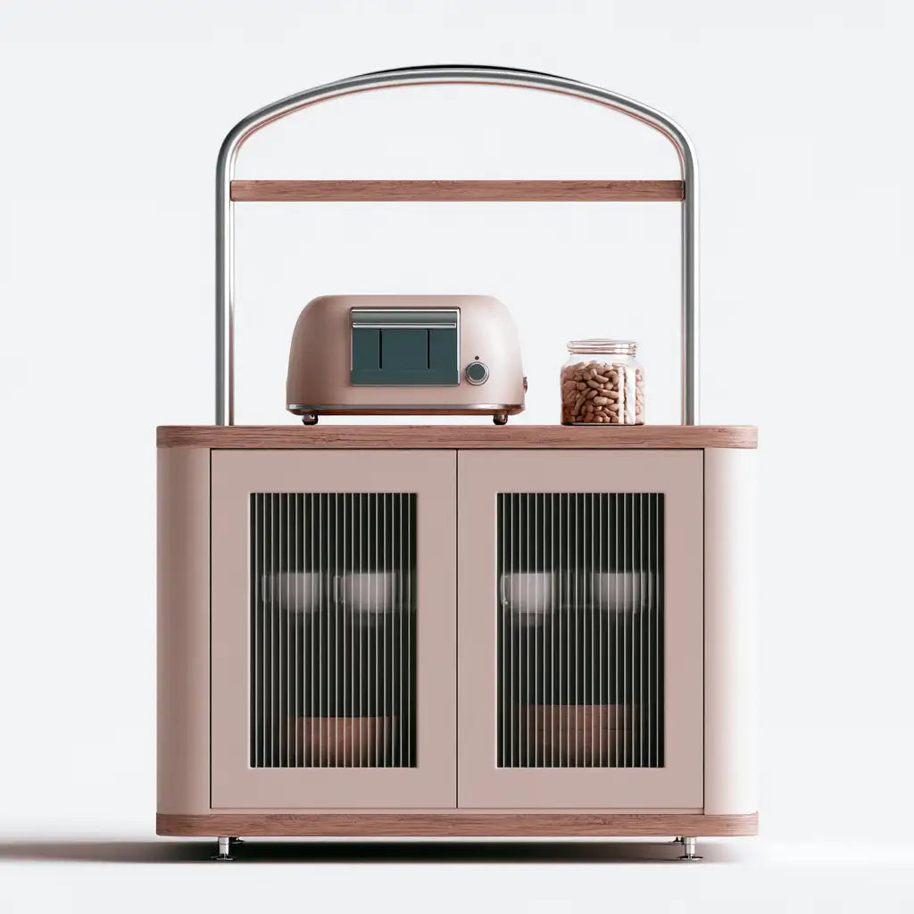 Mobile contenitore RainsoakedRedwood con ante marroni e nere, compatto e elegante, ideale per l'arredamento di casa