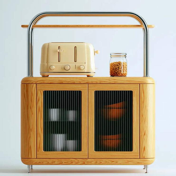 Contenitore mobile RainsoakedRedwood con ante marroni e nere, design essenziale, ideale per l'arredamento domestico.
