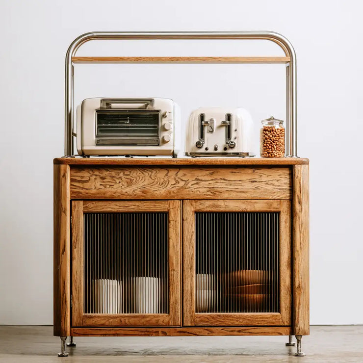 Contenitore mobile con ante moderne marrone e nero, arredamento rainsoakedredwood per la casa, mobili contenitori eleganti e funzionali