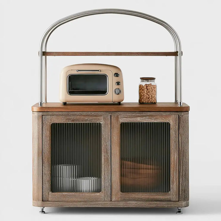 Contenitore mobile Rainsoakedredwood con ante marroni e nere, design essenziale, ideale per l'arredamento domestico.